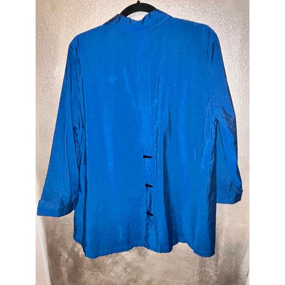 Ali Miles Lagenlook Minimalist Business Office Blue Large Front Button Tunic Top - Picture 5 of 10